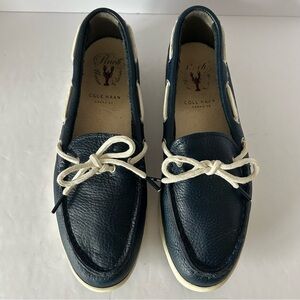 Cole Haan Boat Shoe Vintage Prep Camp Leather Nostalgia Blue Women's Size 9.5
